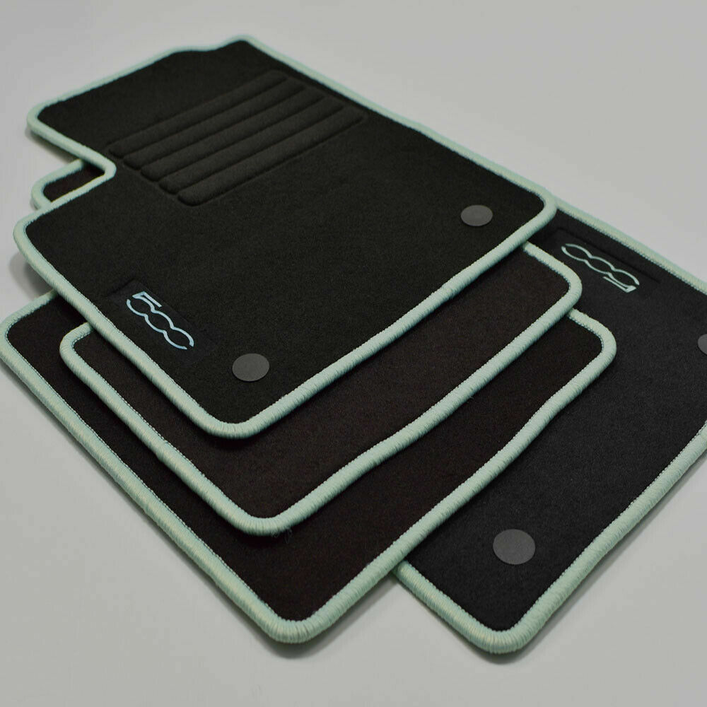 Tapis Fiat 500 cabriolet velours vert menthe pour rouler cheveux au vent