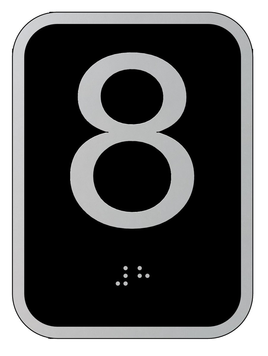 Elevator floor number 8 sign - Elevator Jamb Plate 8( 3x4, cast
