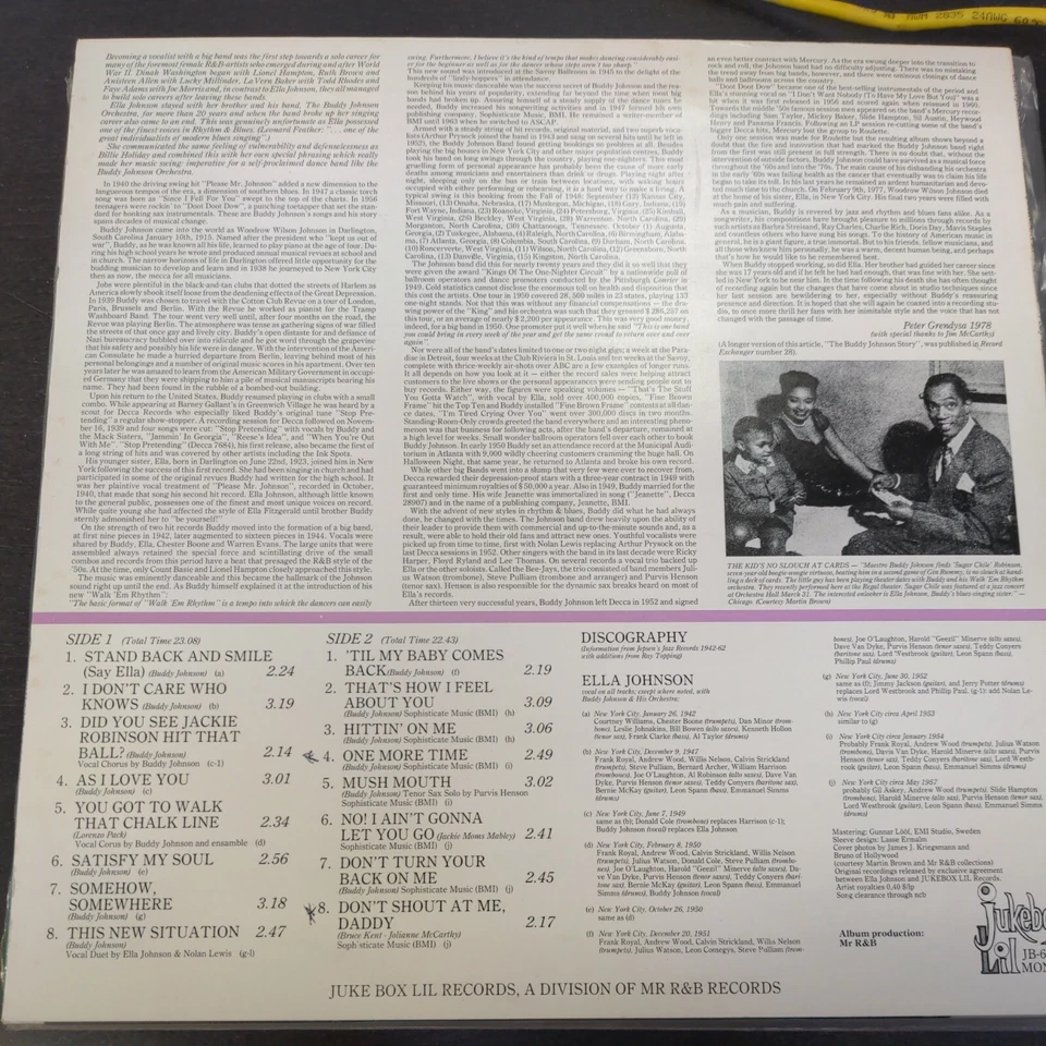 Record Album Ella Johnson w/Buddy Johnson & Orchestra Say Ella Mono LP VG Foto 2 de 3