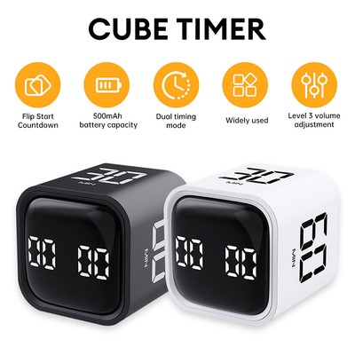 Kitchen Timer Gravity Sensor Flip Cube Timers Quick Setting Rechargeable Timer