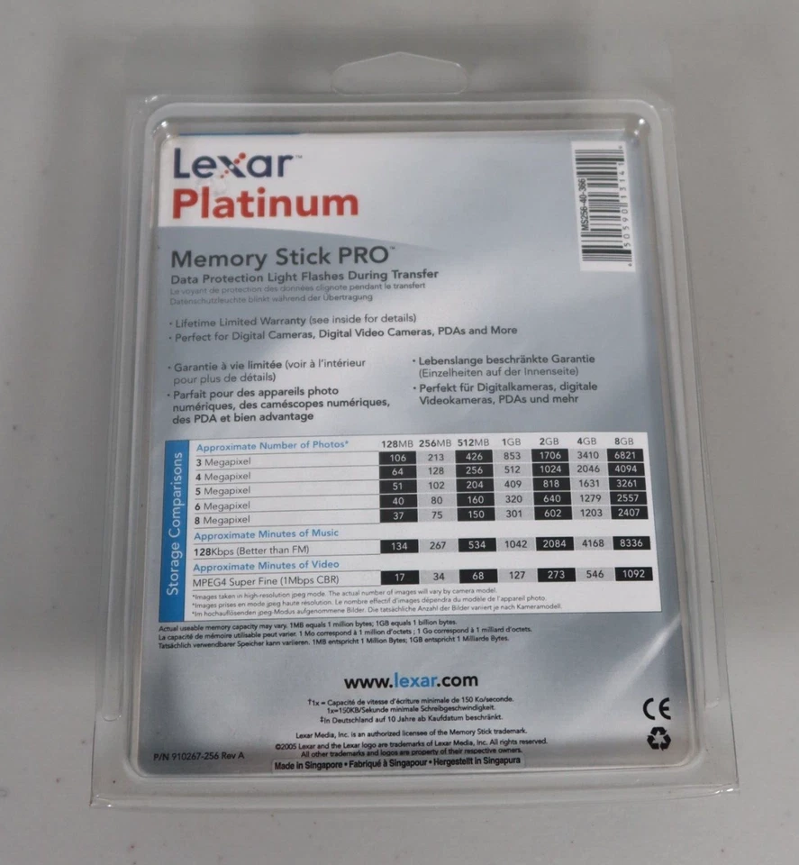 Lexar Platinum 256mb 40x Speed Memory Stick Pro Card - New and Sealed - Image 4 of 4