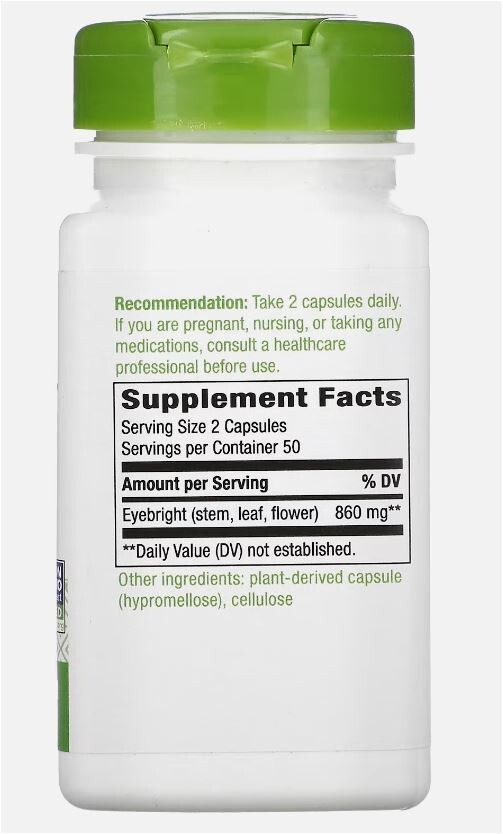 Nature's Way Eyebright Herb - Packaging may Vary - 100 Capsules 11/2029