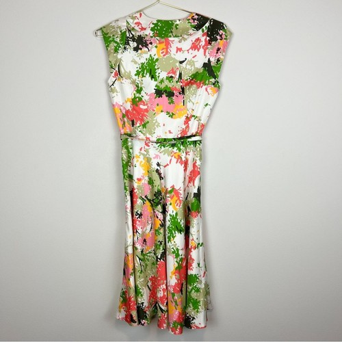 Milly 100% Silk Floral Faux Wrap Midi Dress Size 2 - Picture 8 of 14