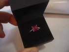 vintage solid silver unusual ring-size k-large-beautiful genuine medium red ruby
