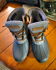 Sperry Top-Sider Saltwater Women's Waterproof Lace Up Duck Boots Gray US 7M