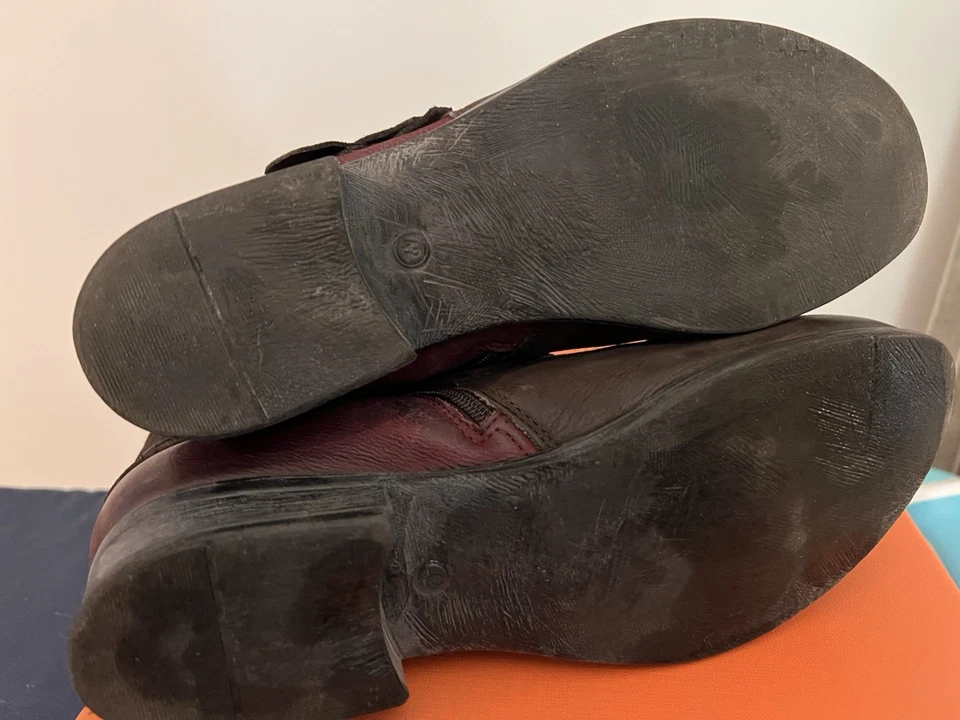 Miz Mooz Savvy Leather Boots Blue, Size 42, IS 10.5-11 Mocha/Red - Image 4 of 4