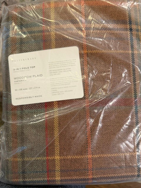 Pottery Barn Set of 2 Woodrow Plaid Curtains 50" x 108" 2 Sets Available!