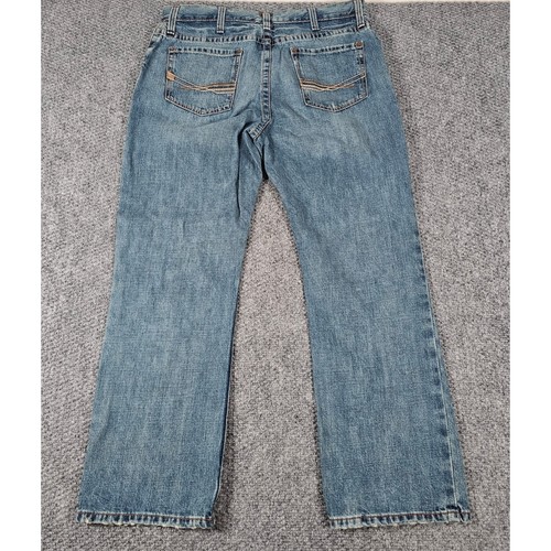 Aariat Denim Jeans Mens 38x32 Low Rise Boot Cut Medium Wash Distressed - Picture 7 of 7