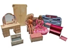 Vintage Barbie Sindy Style Doll Furniture Bundle Accessories + 2 Dolls C29 G850
