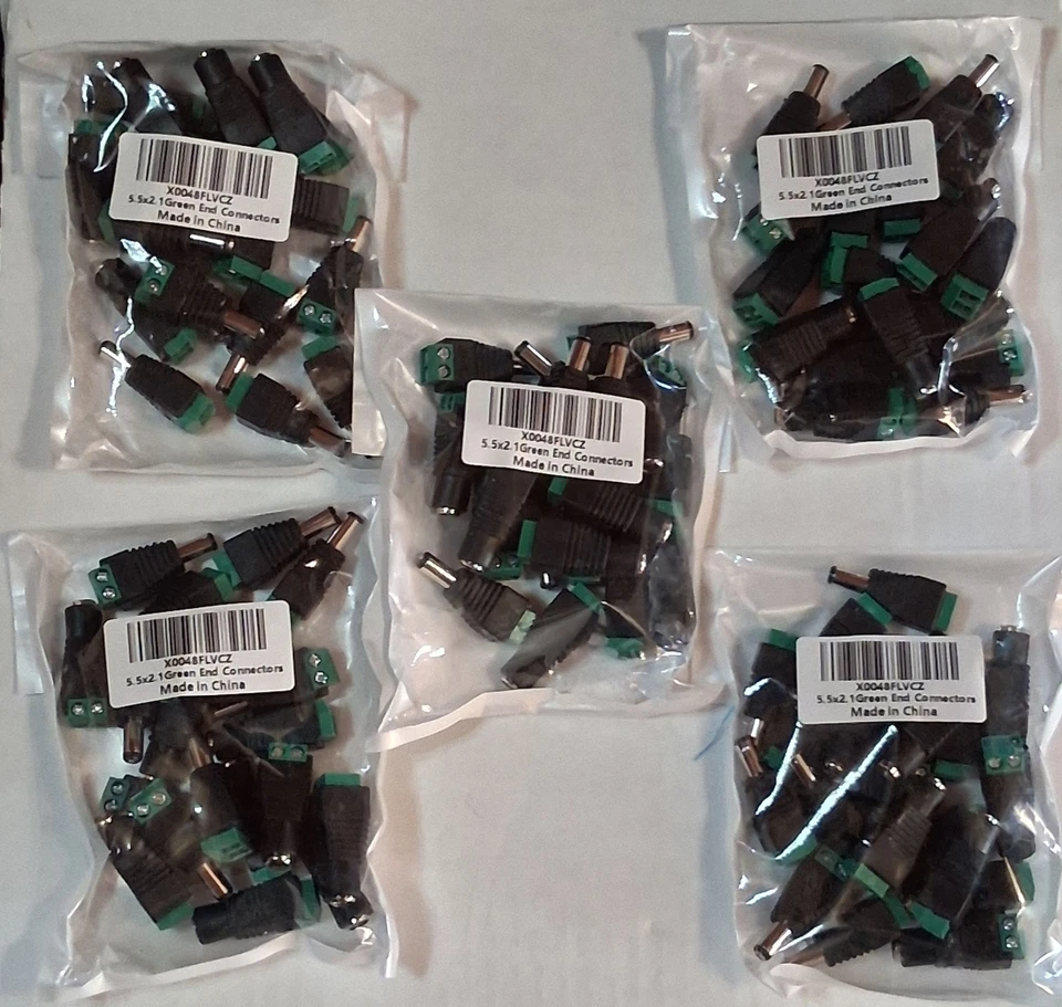 5.5x2.1 Male and Female DC Green End Connectors (50 Sets) - Image 4 of 4