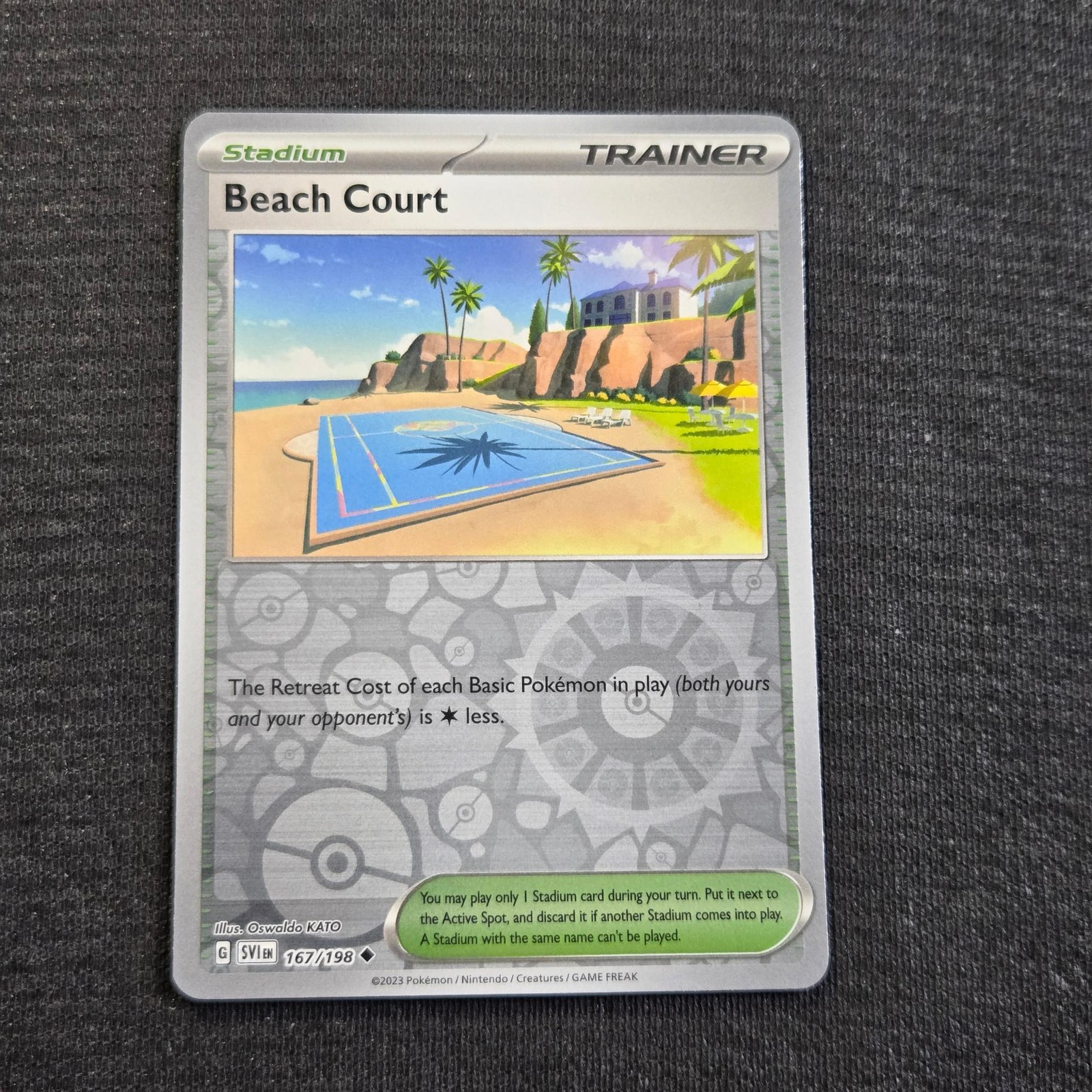 Pokemon Scarlet & Violet Base Set Beach Court Reverse Holo 167 Near Mint