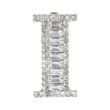 Letters Brooch Pins, Letter I Initial Rhinestone Brooch, Silver