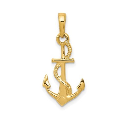 10k Yellow Gold Anchor Pendant Rope Nautical Charm Maritime Faith Unisex Jewelry