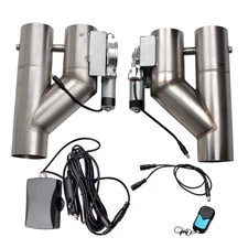 2x 2'' Electric Exhaust Downpipe Y-Pipe Dual Valve w/ Remote Control