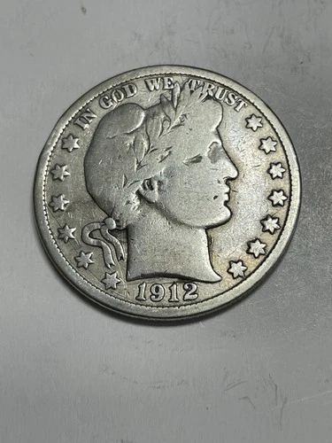 1912 S Barber Silver Half Dollar Very Good