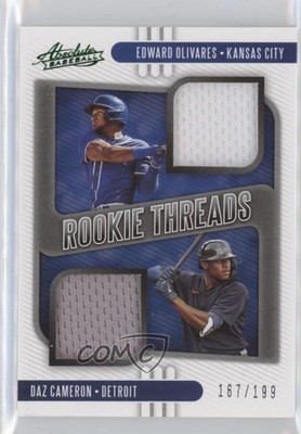 2021 Absolute Rookie Threads Duals Green /199 Daz Cameron Edward Olivares RC 6g3