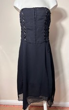 UO Light Before Dark Black Layla Lace Up Bandeau Midi Dress Size Large