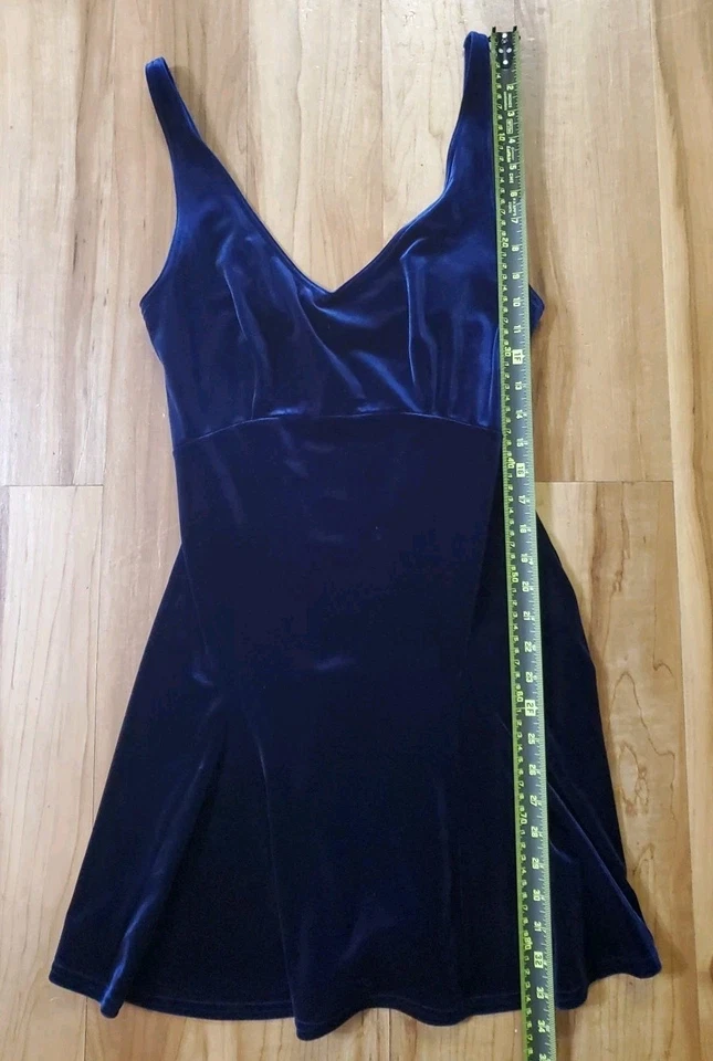 Vestido sin Mangas Vintage Victoria's Secret Terciopelo Elástico Pequeño Azul Y2k Foto 2 de 4