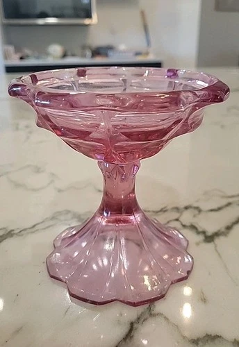 Vintage Fenton Valencia Dark Dusty Rose Pink Glass Candle Holder, Umbrella Stand
