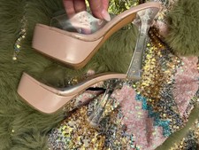 Hoch Plateu Mules High Heels Silikon Schuhe 38 Pumps
