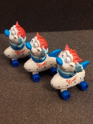 Lot of 3 Vintage 1994 Hardees Ren and Stimpy Vehicle Rocket Car Nickelodeon Toy