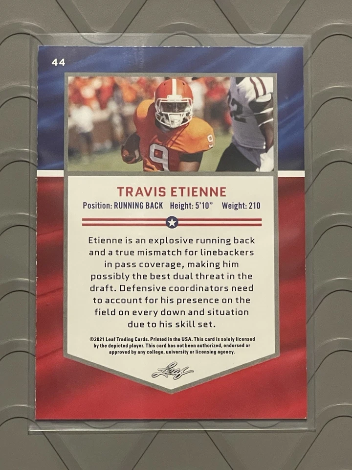 2021 Leaf Draft #44 Travis Etienne     Clemson Tigers - Image 2 of 2