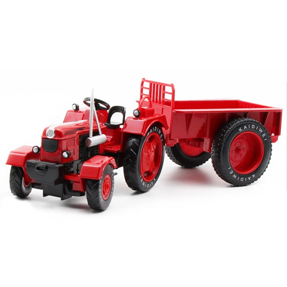 Red Farm Tractor Toy Model With Tipping Trailer Diecast Toy Car Boys Toys Kids - Image 2 of 4