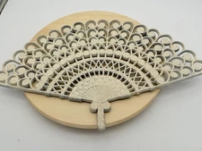 VTG Burwood Fan Wall Art White Decorative Wall Hanging USA 2424 Cottage Folk