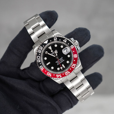 Custom GMTeko  Coke  GMT Watch   Red/Black Bezel  NH34  Steel Bracelet