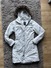North Face Hyvent Arctic Parka Coat Womens Small Cream Faux Fur Removable Hood