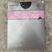 VTG Silky Fit Control Top Pantyhose Nearly Black Size B Made in USA 125-155 Lbs