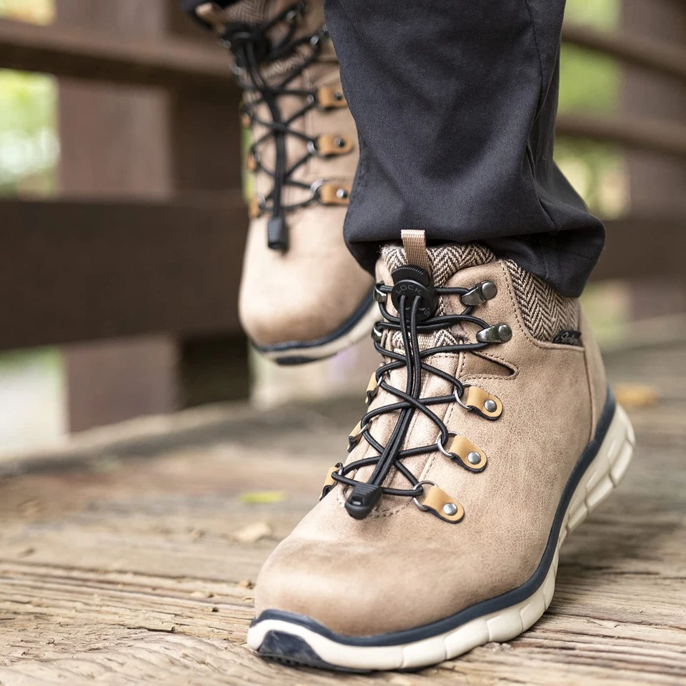 Cordones de bloqueo premium resistentes elásticos sin ataduras (2 pares) para botas y zapatos Foto 2 de 4