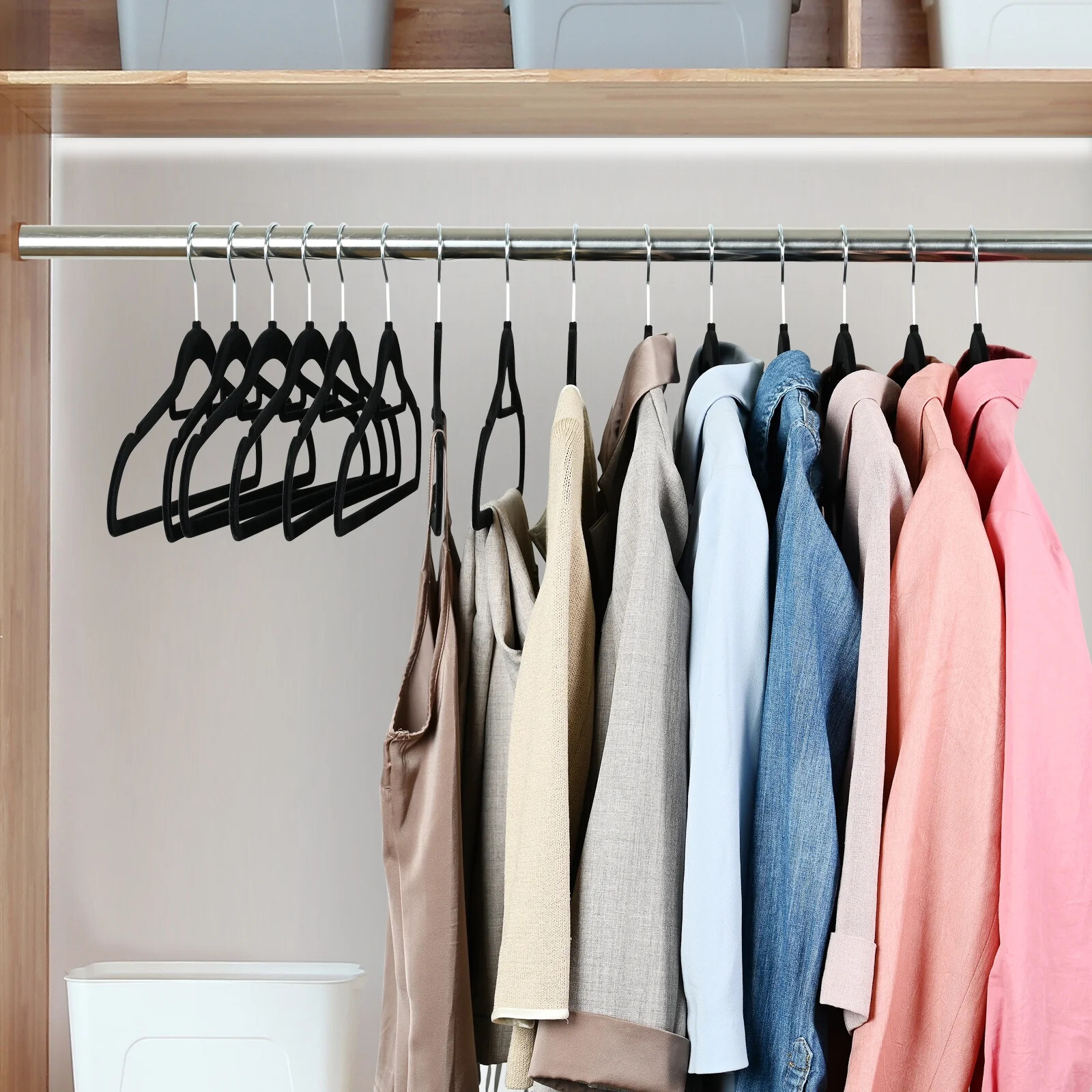 Premium Velvet Hangers,50 Pack Black Clothing Hangers,Non-Slip and Durable Coat-image