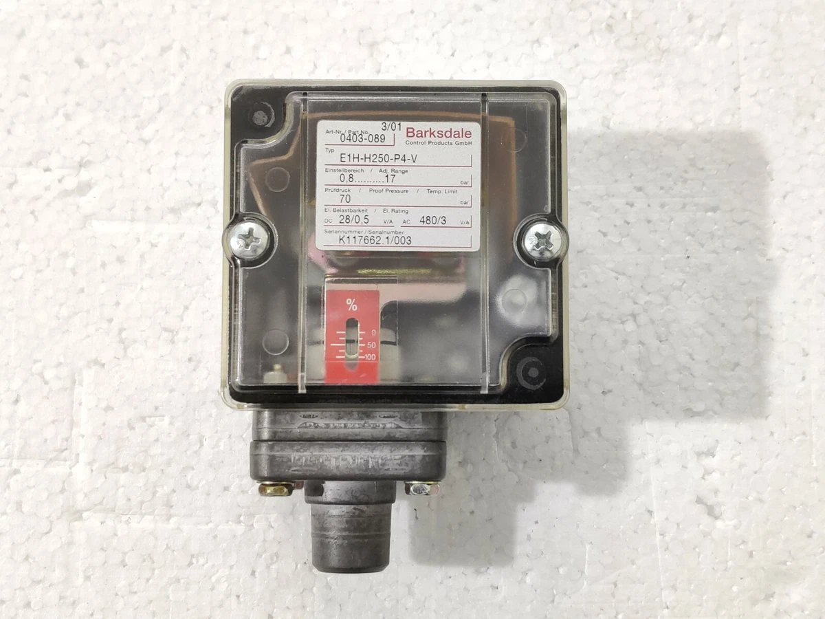 Mechanical Pressure Switch E1H Barksdale Adjustable Piston, 46 OFF