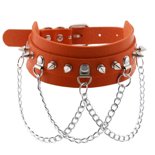 Punk Gothic Spike Rivit Choker Halsband PU Leder BDSM Halskette 16 Farben - Bild 13 von 36