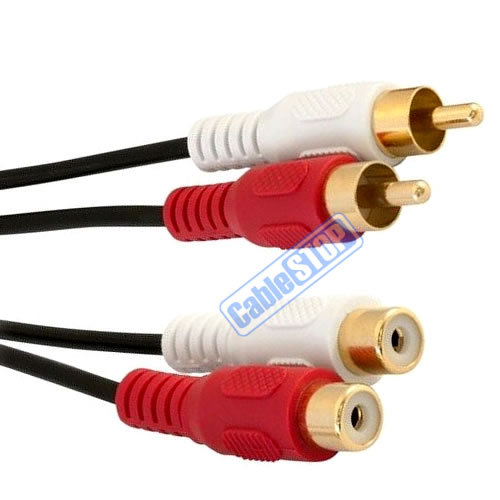 2m TWIN RCA PHONO EXTENSION RED WHITE 