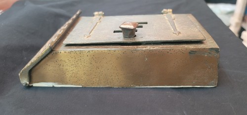 Vintage Solid Brass Wall Mounted Letter Mail Box w/ Top Lid & Front Door GS00575 - Picture 10 of 11