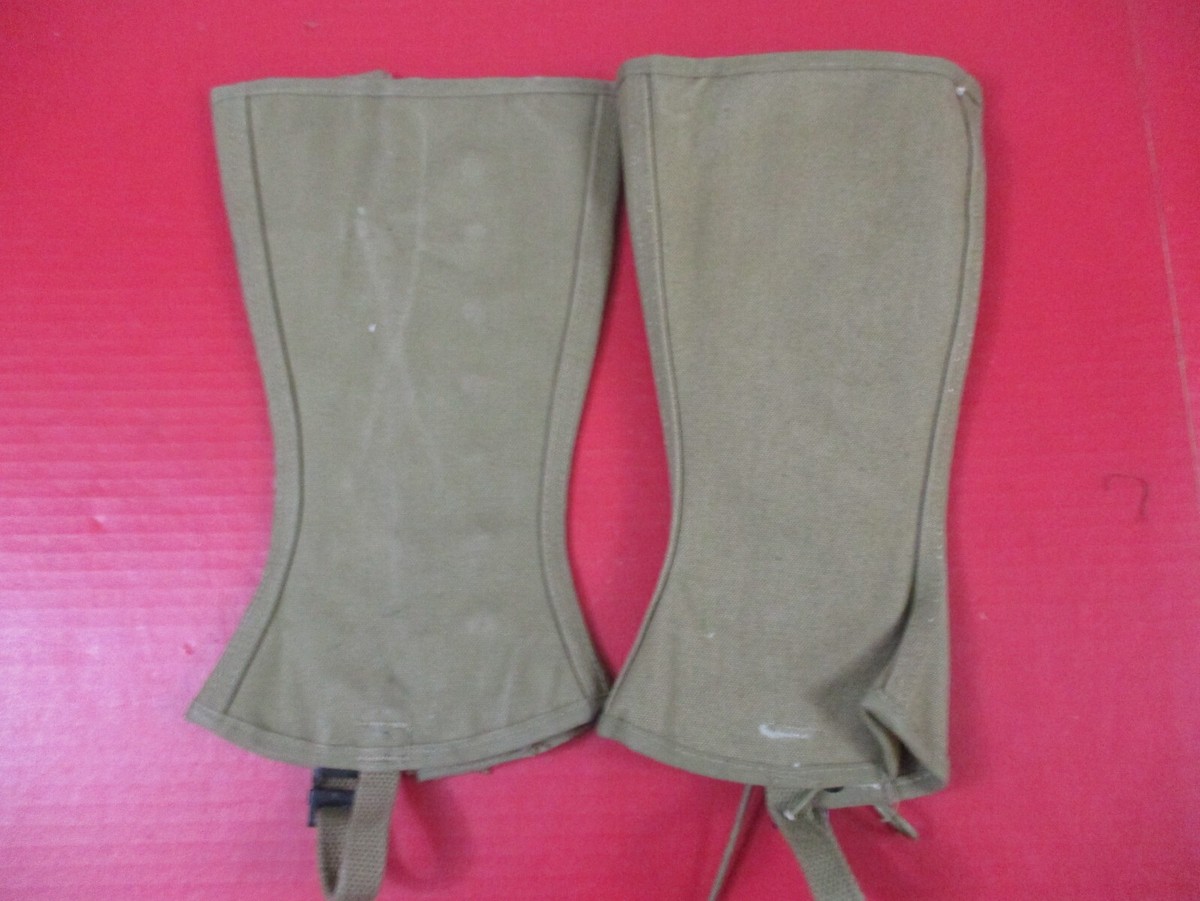 WWII Era US Army M1938 Dismounted Khaki Canvas Leggings Sz 1R & 2R