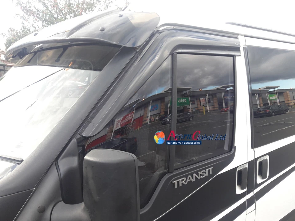 PARA FORD TRANSIT MK7 07-13 NEGRO SÓLIDO VISERA DE SOL DEFLECTOR DE VIENTO  - Imagen 3 de 4