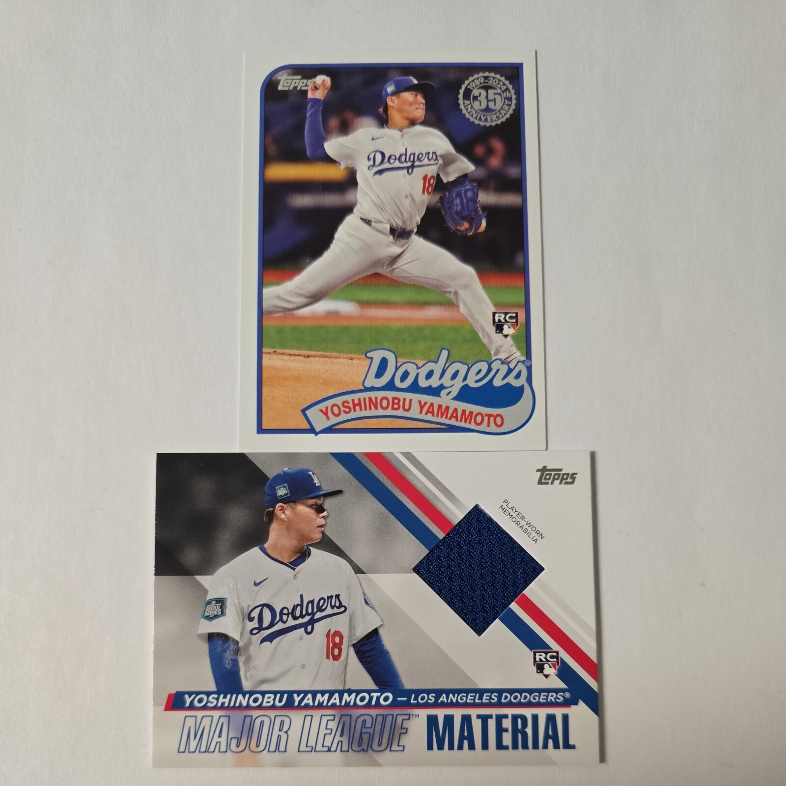 2024 TOPPS UPDATE YOSHINOBU YAMAMOTO MAJOR LEAGUE MEMORABILIA PLAYER WORN