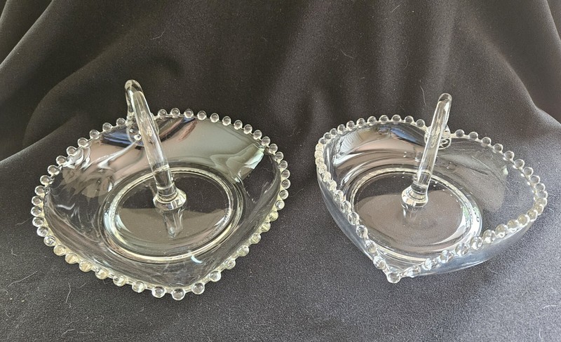 Vintage Pair Imperial Crystal Candlewick 6" Center Handled Wafer Tray #400/51T