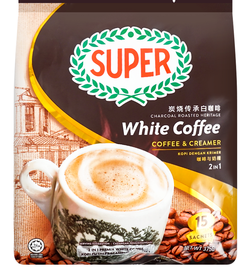 Super 2-In-1 Instant Charcoal Roasted White Coffee 15 Sticks x 16g Super 2-In-1 Instant Charcoal Roasted White Coffee 15 Sticks x 16g