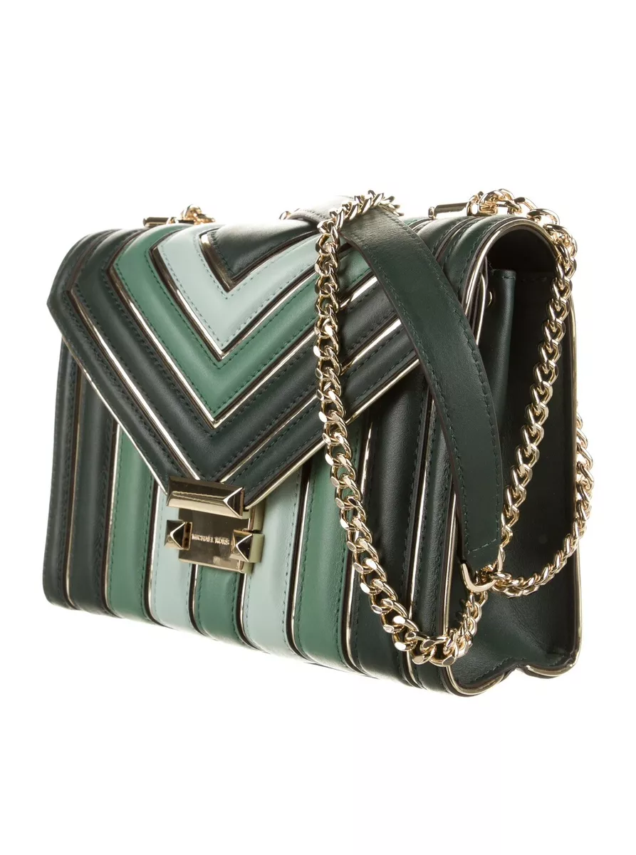 Michael Kors Whitney Tricolor Green and Gold Chain Bag eBay