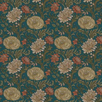 Salisbury Blossom Wallpaper 553154 Teal Leaves Floral Vintage Feature Wall Rasch