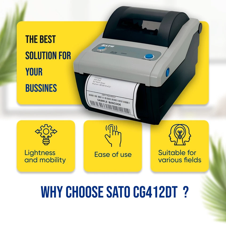 SATO CG412DT Direct Thermal 4x6 Label Printer LAN USB - similar to CG408DT model - Image 3 of 4
