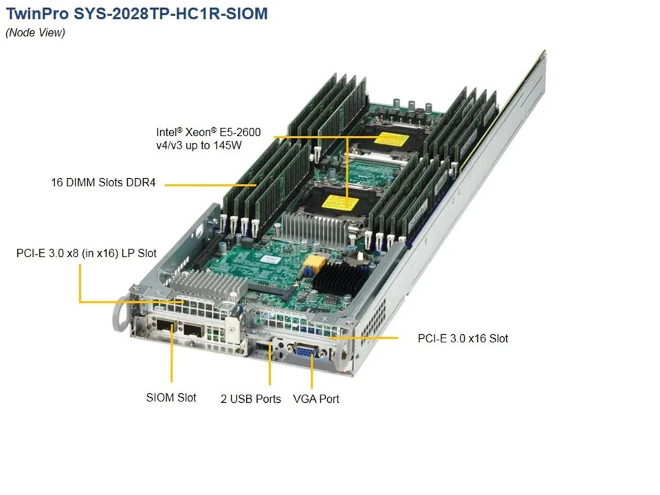 SuperMicro SYS-2028TP-HC1R-SIOM 4-Node X10DRT-PS 2U SuperServer w/ AOC-MTG-i4SM - Image 2 of 4