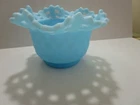 Vintage Fenton Glass Powder Blue Satin Basket Weave Bowl