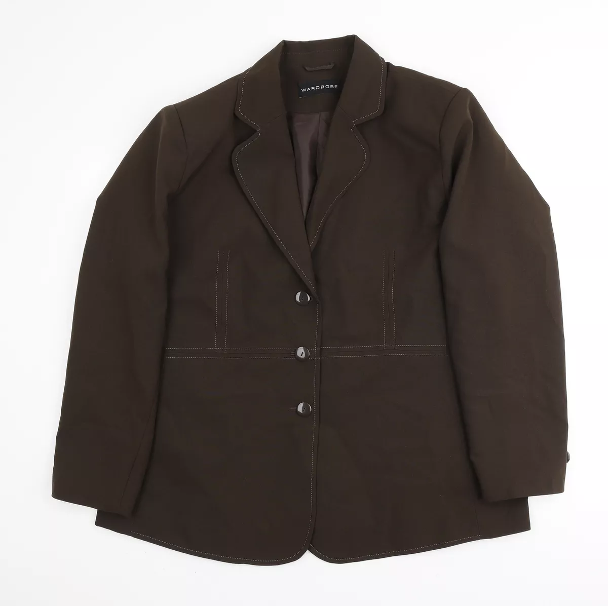 Wardrobe Womens Brown Polyester Jacket Blazer Size 20