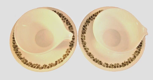 Vintage Corelle Crazy Daisy Spring Blossom Set of 2 Cups With Saucers By Corning