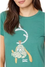 Medium NWT Women's Life is Good Word Max Reindeer Grinch Green SS Crusher Tee